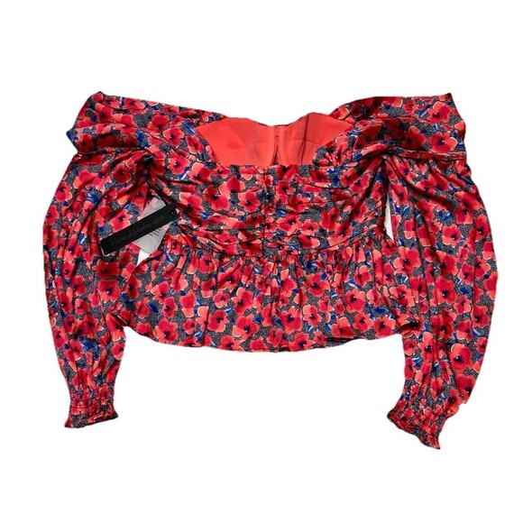 House Of Harlow 1960 Revolve Burna Blouse In Red Poppy Floral Women Size Medium - Picture 3 of 12